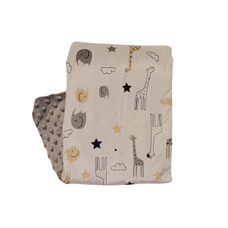 MANTA ACETINADA 0,75X 100CM GIRAFA E ELEFANTE